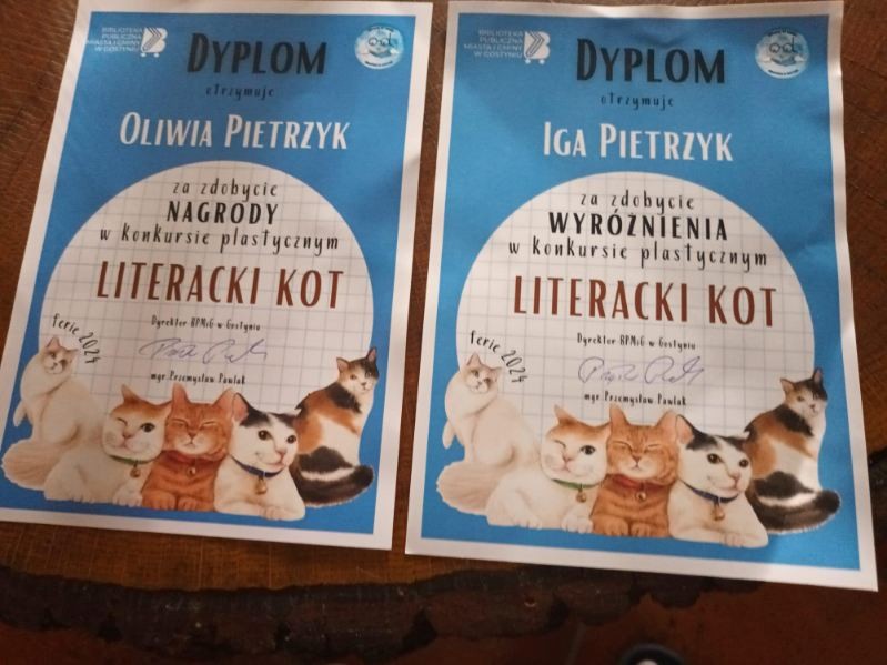 Podsumowanie konkursu plastycznego „Literacki Kot” w bibliotece.